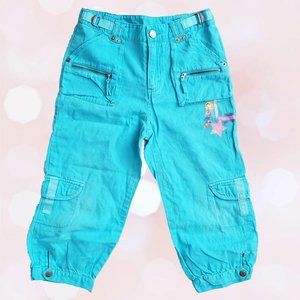 Lizzie McGuire Disney Teal Blue Cargo Capri pants